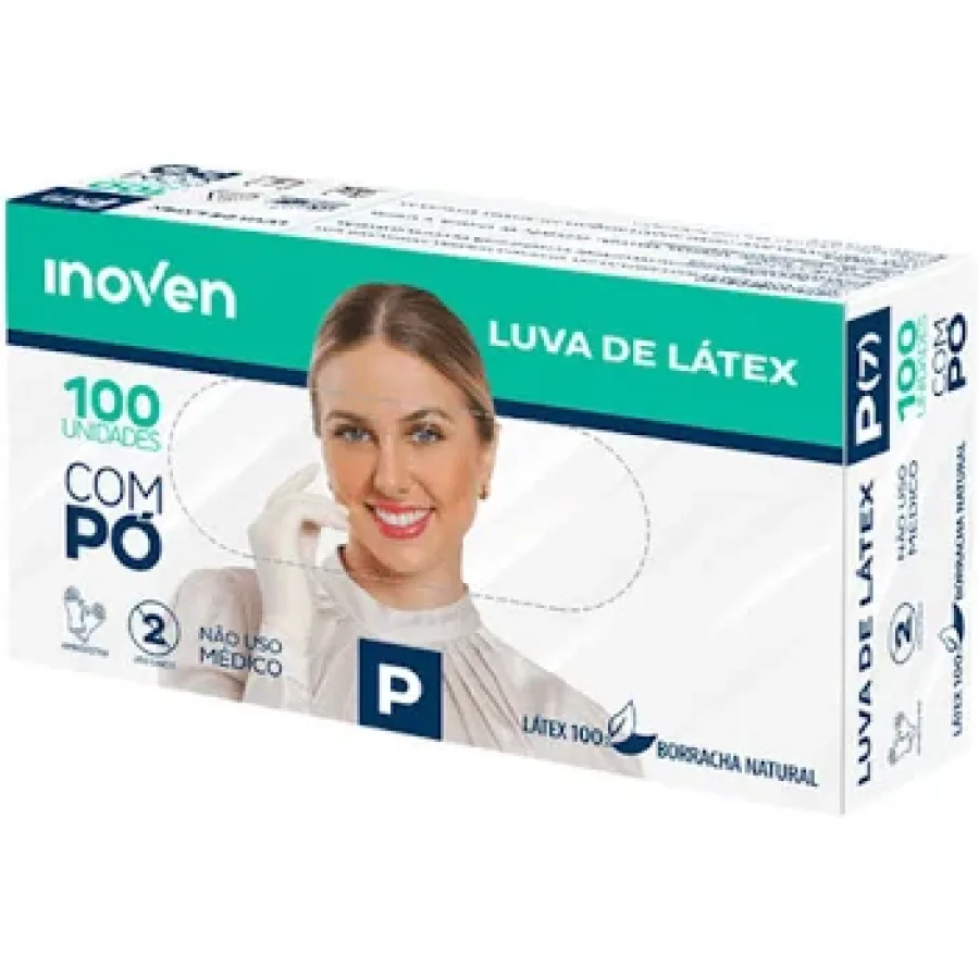 caixa de luva de látex inoven com pó P