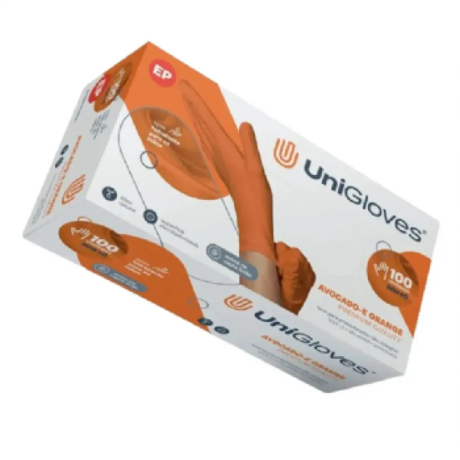 Luva de procedimento em látex sem pó Orange c/100 Unigloves  Tamanho M